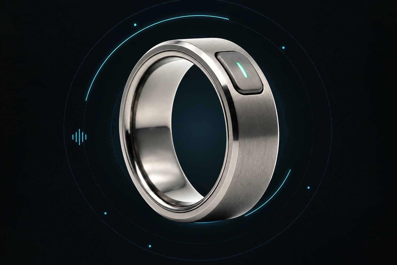 RingSense titanium ring concept with a mint sensor light